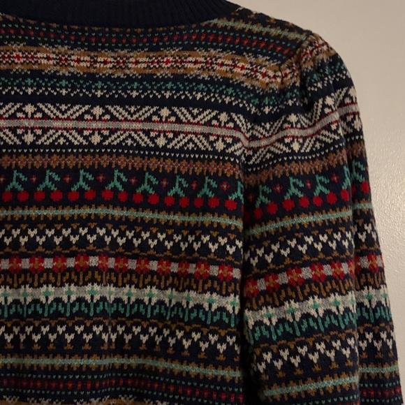 J.Crew Puff-sleeve Fair Isle crewneck sweater sz M - Picture 6 of 8
